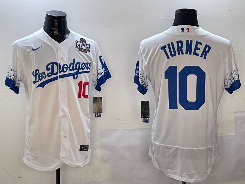 Men Los Angeles Dodgers #10 Turner White City Edition Elite Nike 2025 MLB Jersey style 3->los angeles dodgers->MLB Jersey